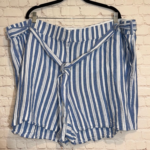 LANE BRYANT Linen Blend Striped Shorts, Size 28, NWOT - Picture 2 of 9